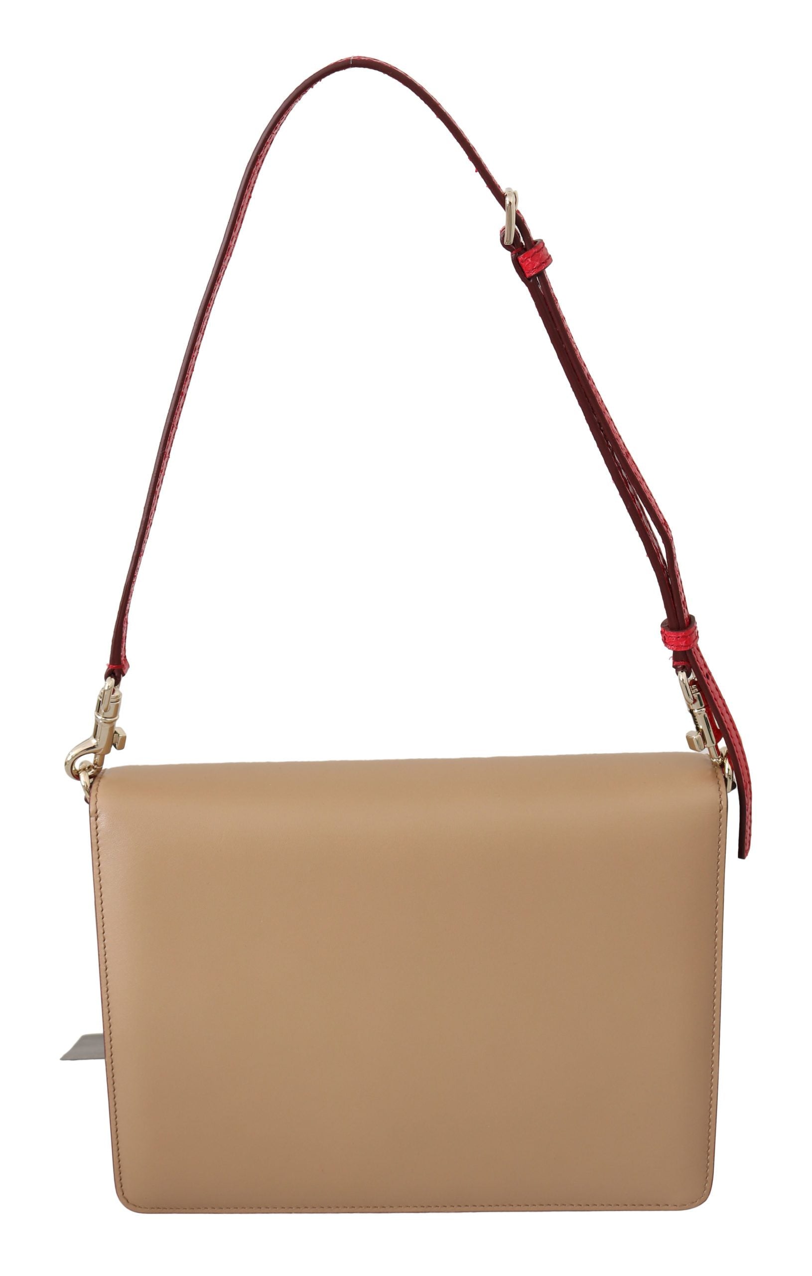 Dolce & Gabbana Purple Beige Red Leather Crossbody Handbag